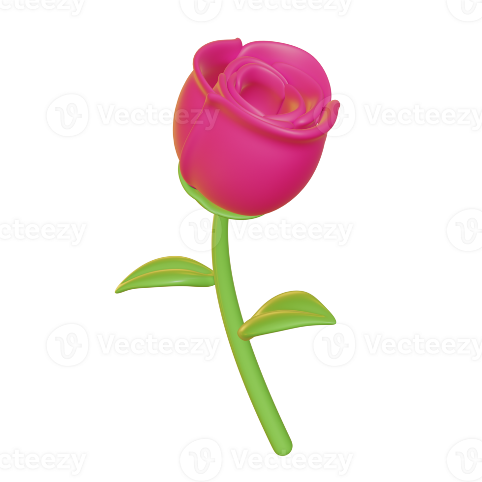 3d illustratie van liefde bloem voor Valentijnsdag dag png