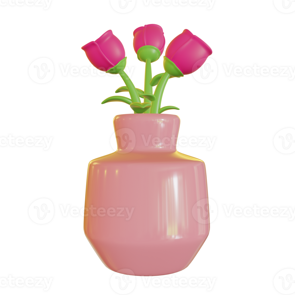 3d illustratie van liefde bloem voor Valentijnsdag dag png