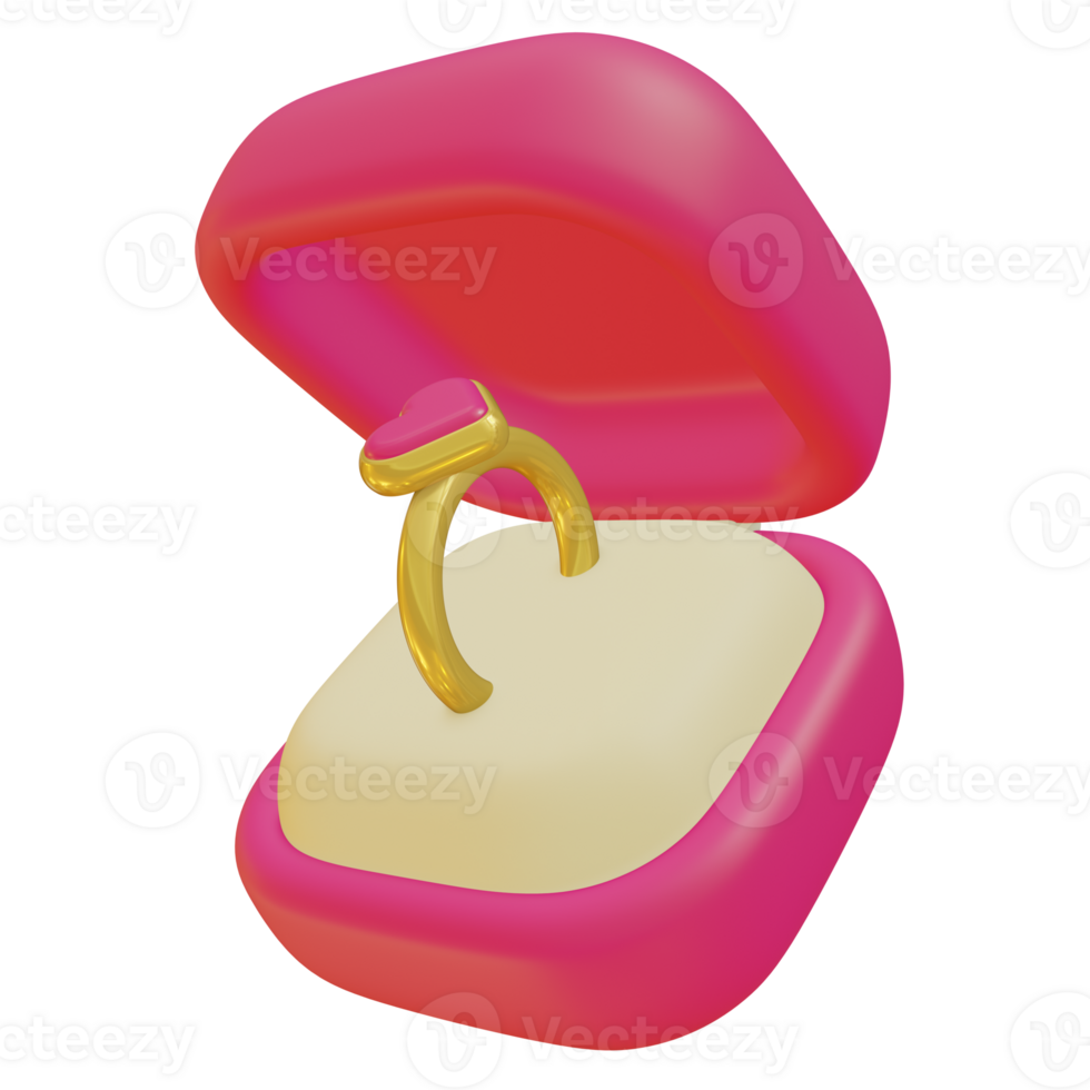 3d illustratie van verloving ring voor Valentijnsdag dag png