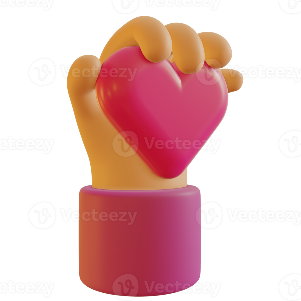 3D Illustration of Hands holding pink hearts for Valentine's Day png