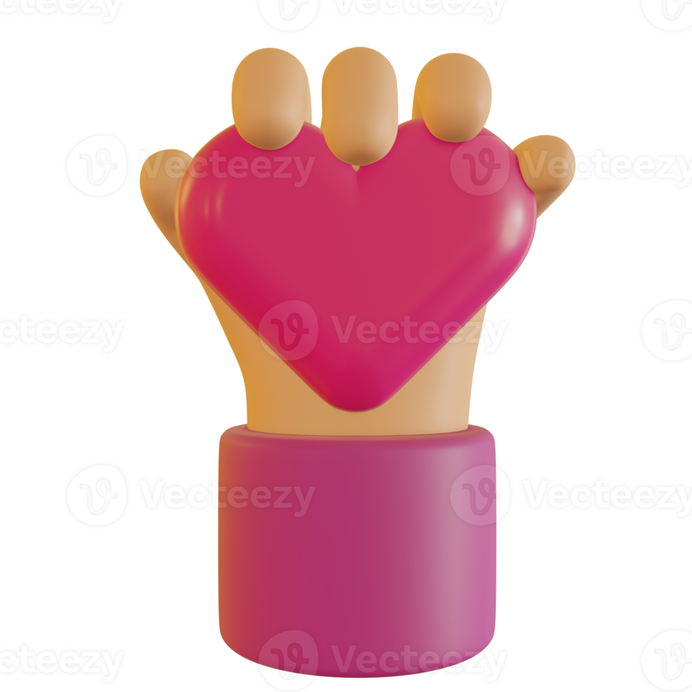 3D Illustration of Hands holding pink hearts for Valentine's Day png