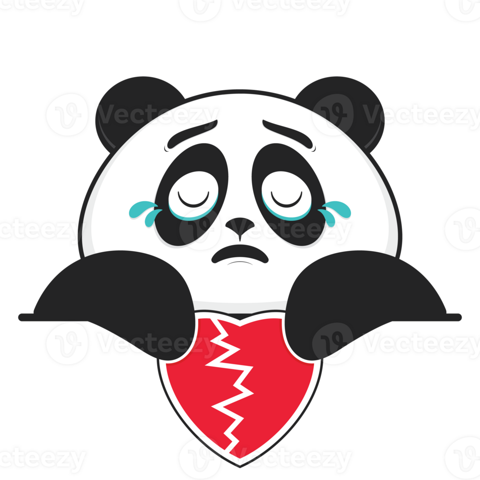 panda broken love holding heart cartoon cute png