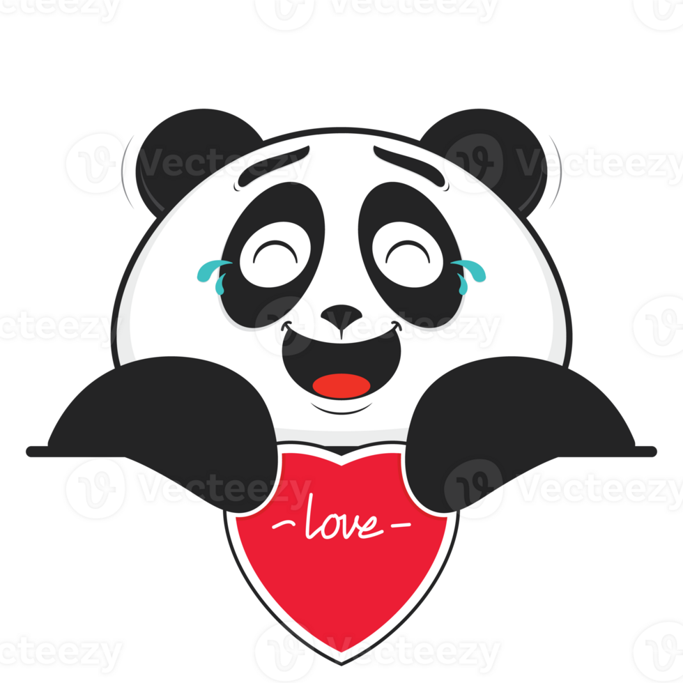 panda laughing holding heart cartoon cute png