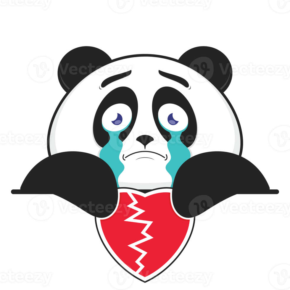 panda broken love holding heart cartoon cute png