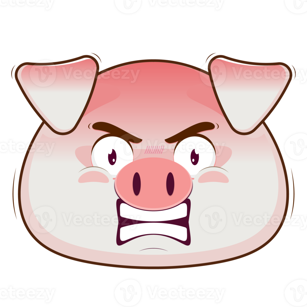 pig angry face cartoon cute png