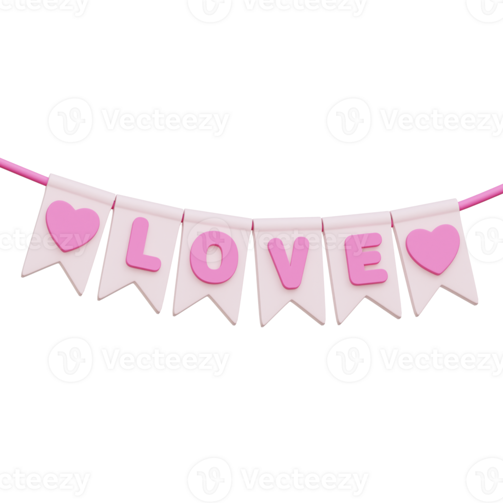 Love Garland 3d Icon Illustrations png