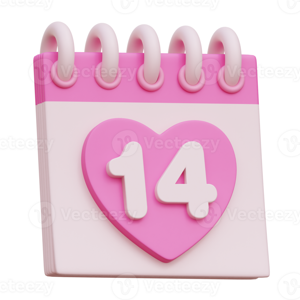 Valentine Calendar 3d Icon Illustrations png