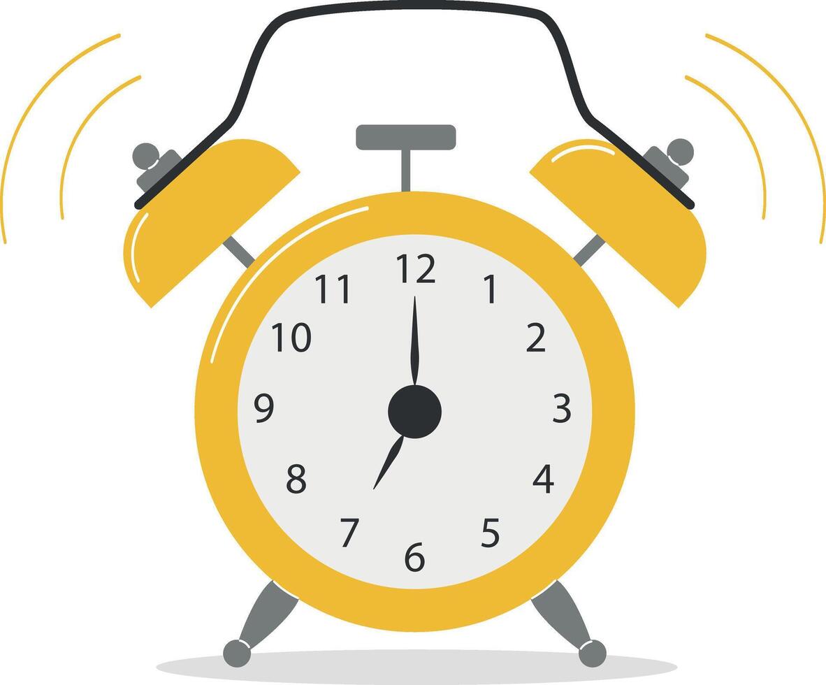 Vector clipart yellow alarm clock in flat style isolated on white background