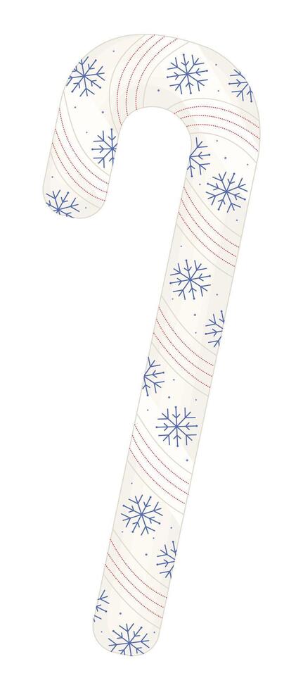 Light winter candy cane with snowflakes, vector illustration