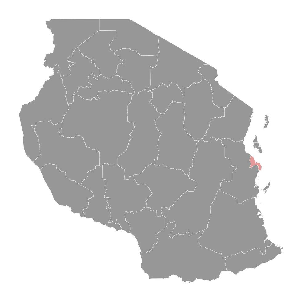 dar es zalema región mapa, administrativo división de Tanzania. vector ilustración.