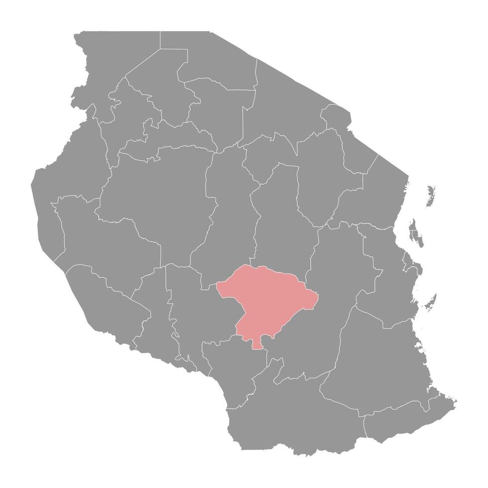 Iringa Region map, administrative division of Tanzania. Vector illustration.