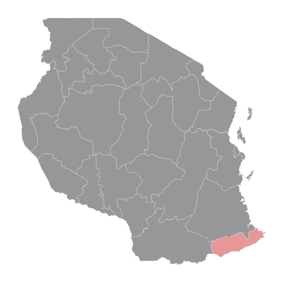 Mtwara Region map, administrative division of Tanzania. Vector illustration.