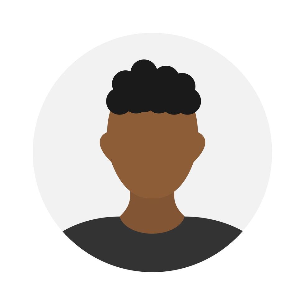 Empty face icon avatar with curly hair. Vector illustration.