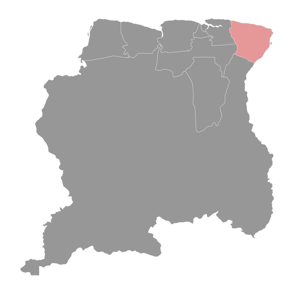 marowijne distrito mapa, administrativo división de surinam vector ilustración.
