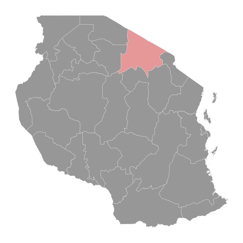 arusha región mapa, administrativo división de Tanzania. vector ilustración.