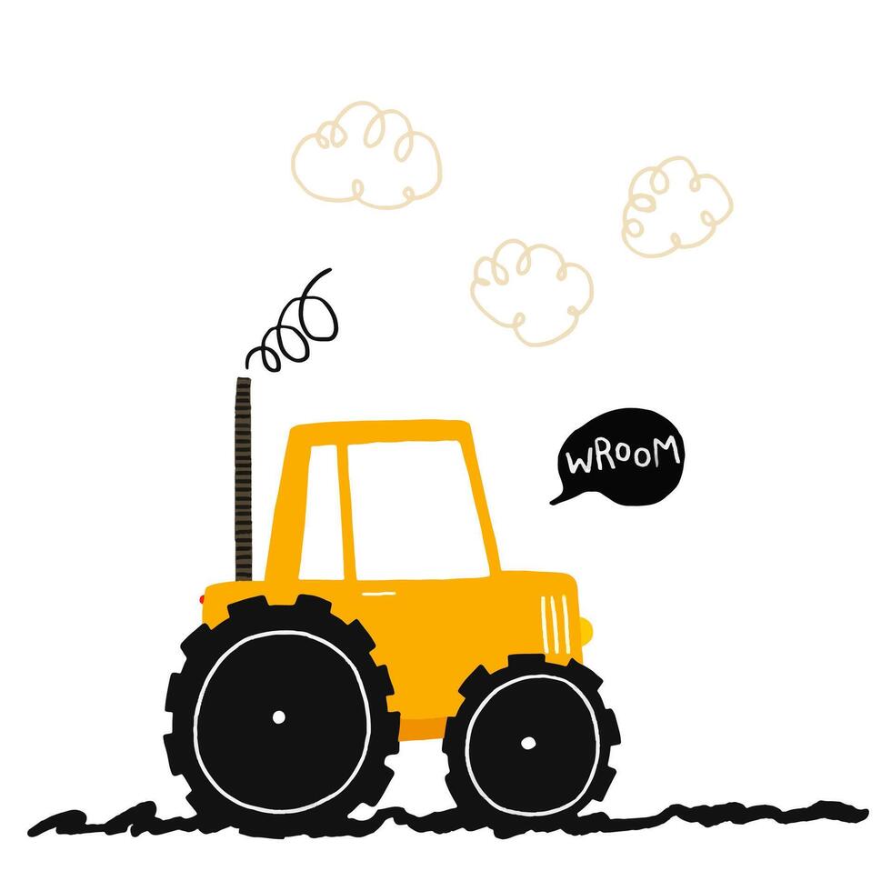 A simple children's illustration with a car. Poster with a tract vector