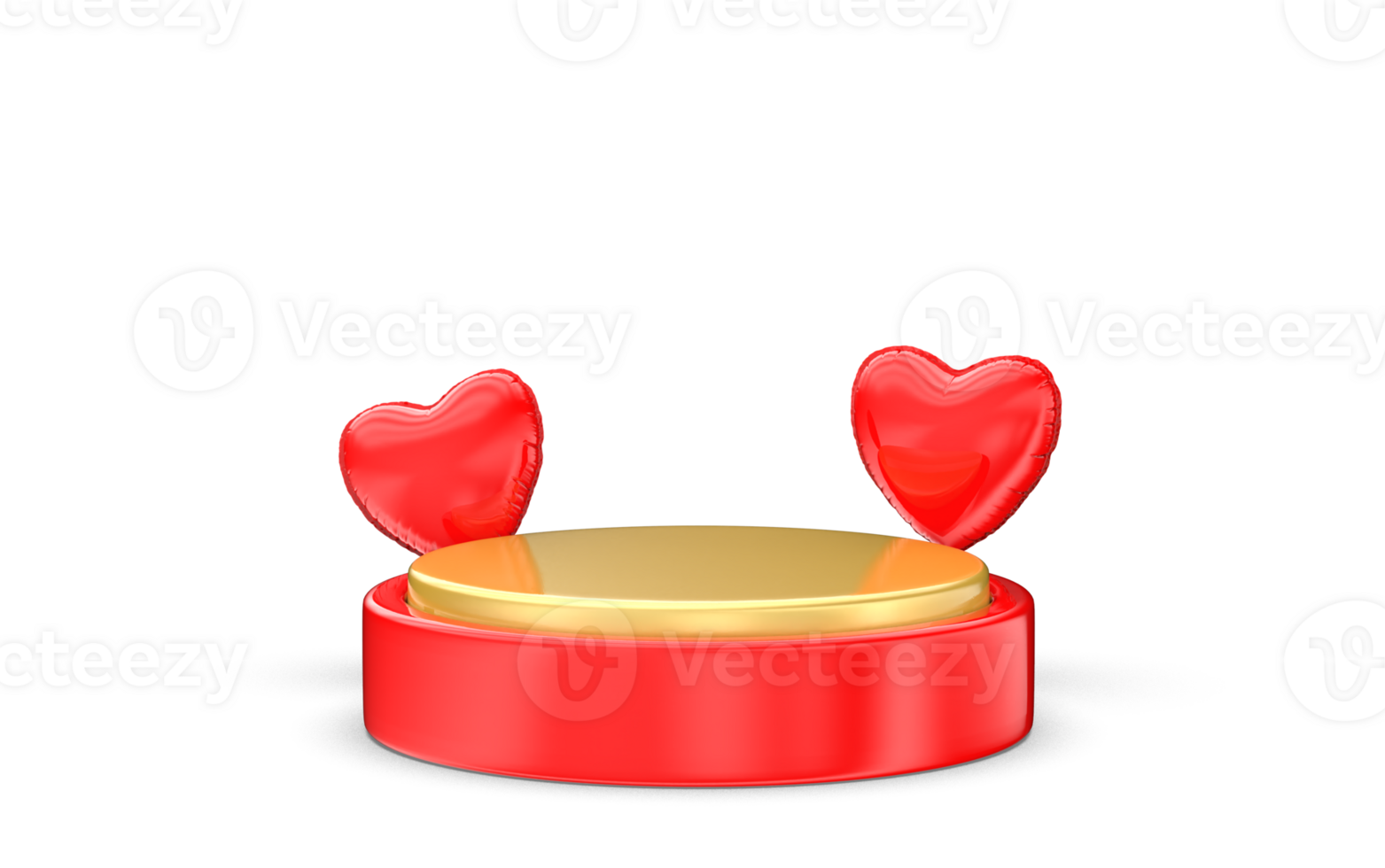 product display podium with glossy heart balloon png