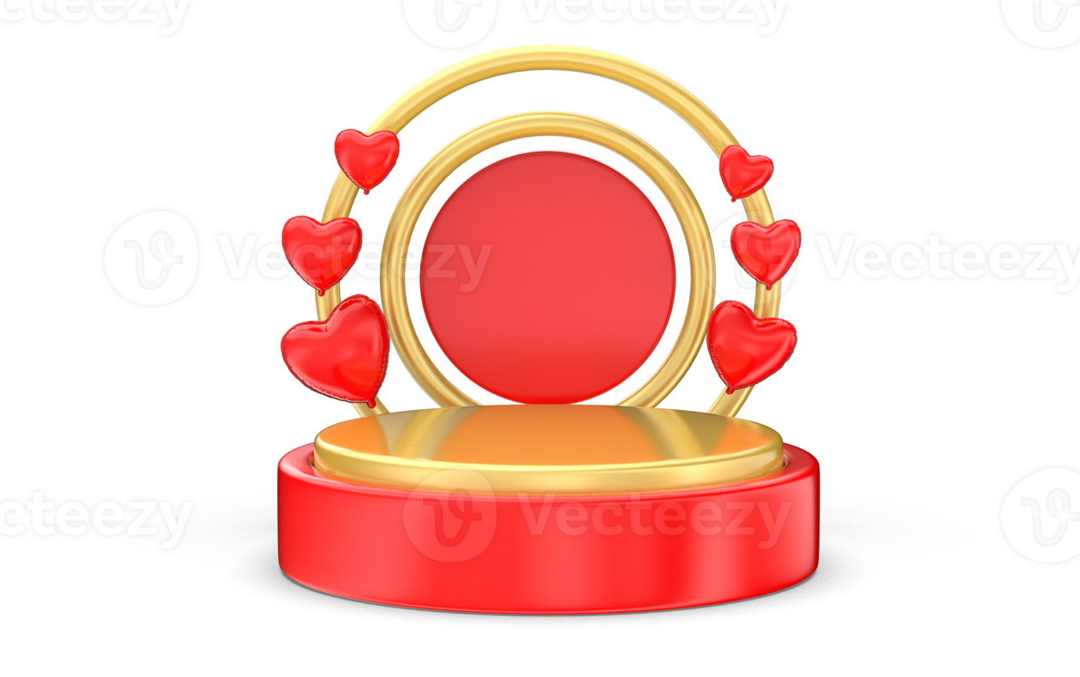 product display podium with glossy heart balloon png