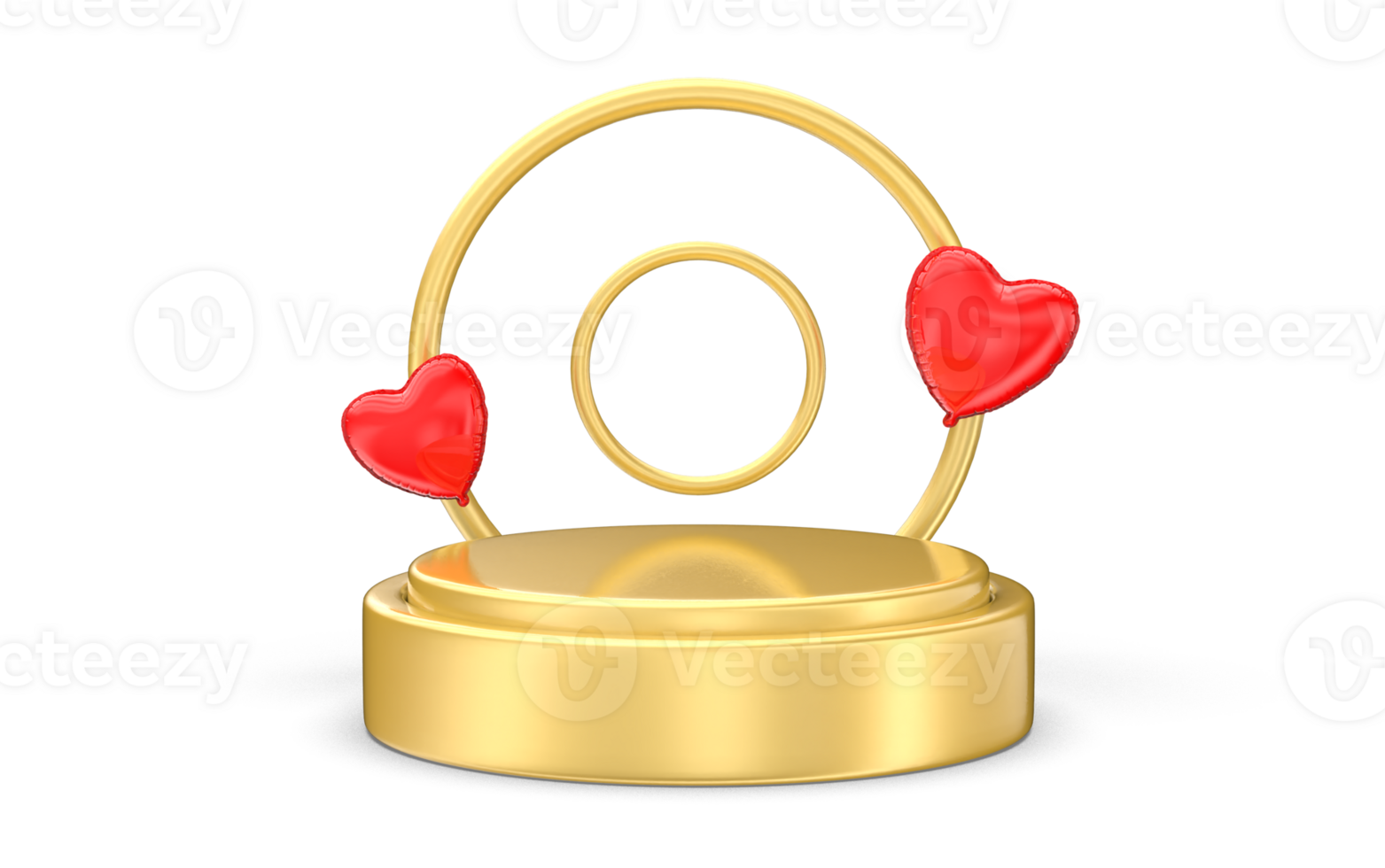 product display podium with glossy heart balloon png