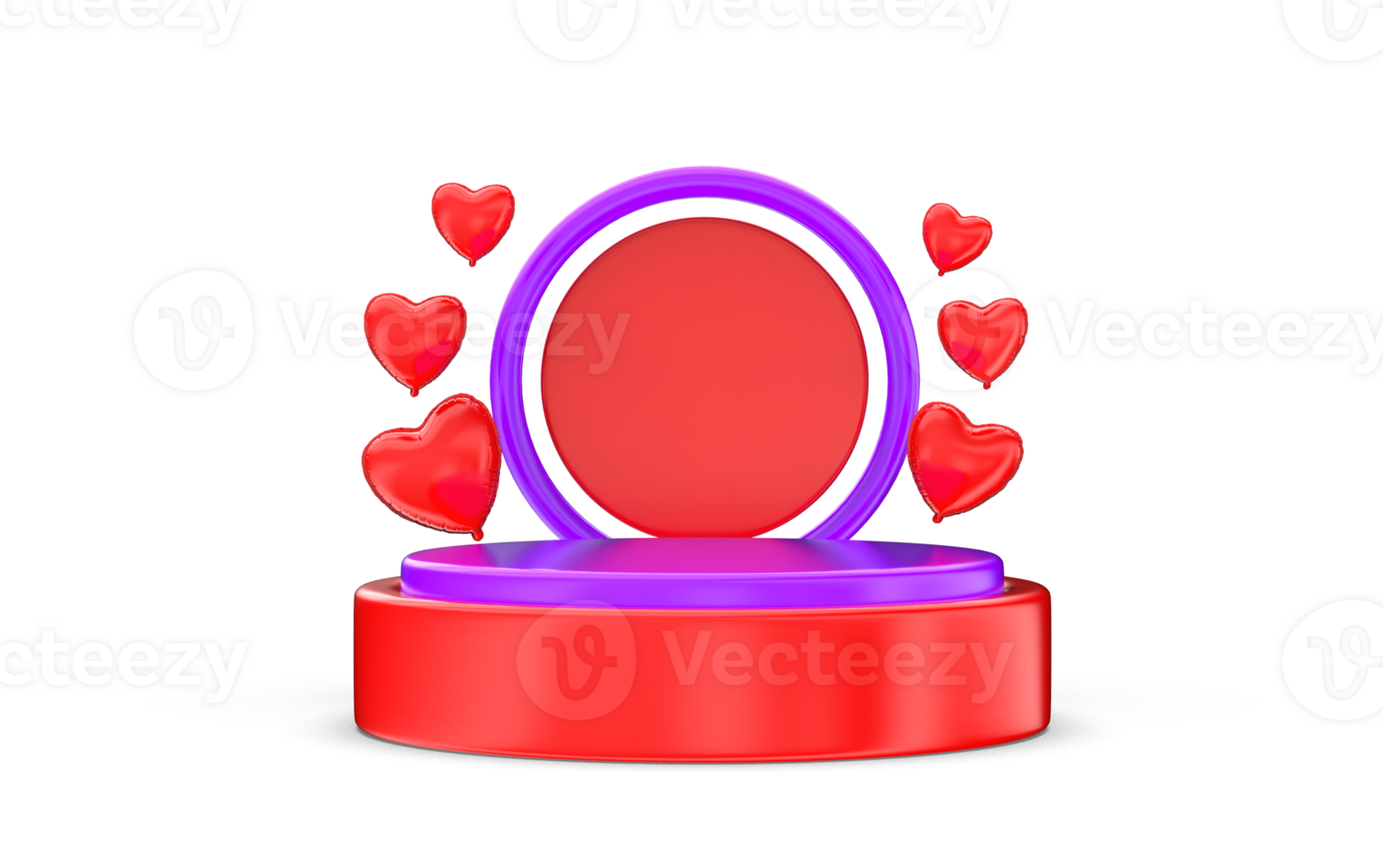 product display podium with glossy heart balloon png