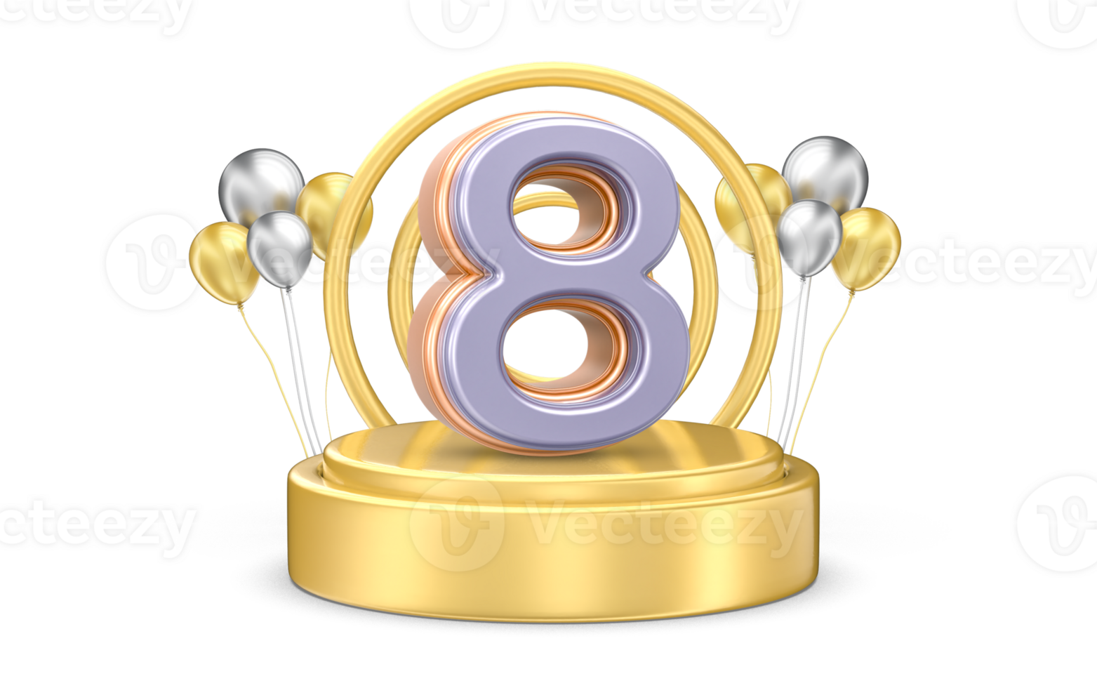 8 March Gold Podium 3D Render png