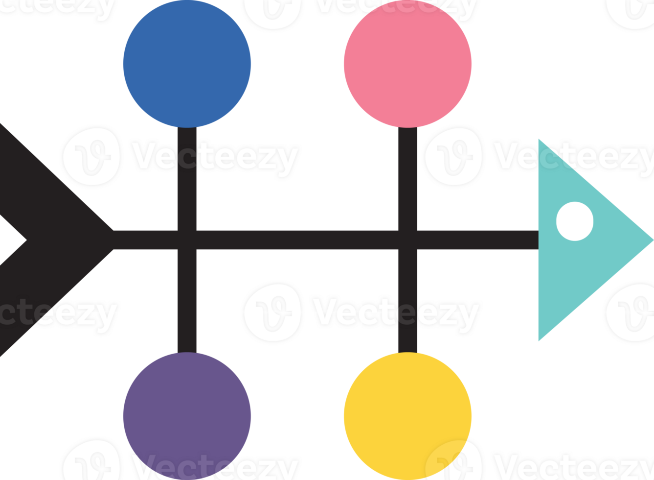 Fishbone infographic flat color icon png