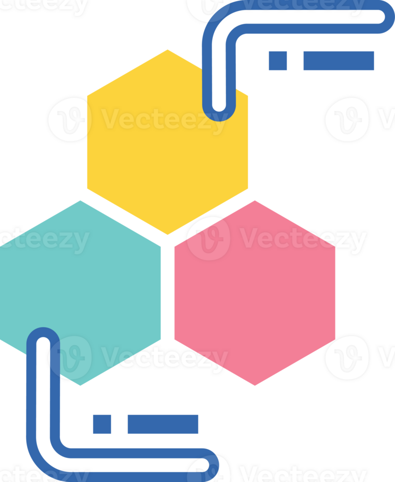 hexagonal infographic flat color icon png