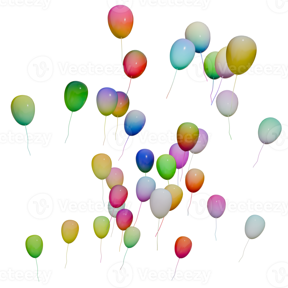 3D balloons colorful flying png