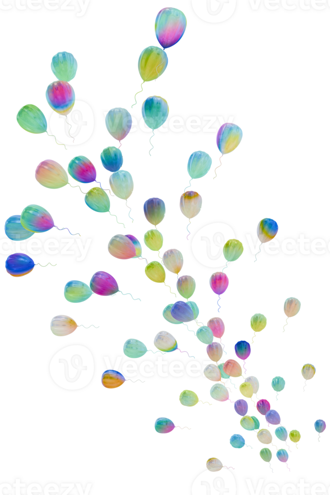 3D balloons colorful glass flying png