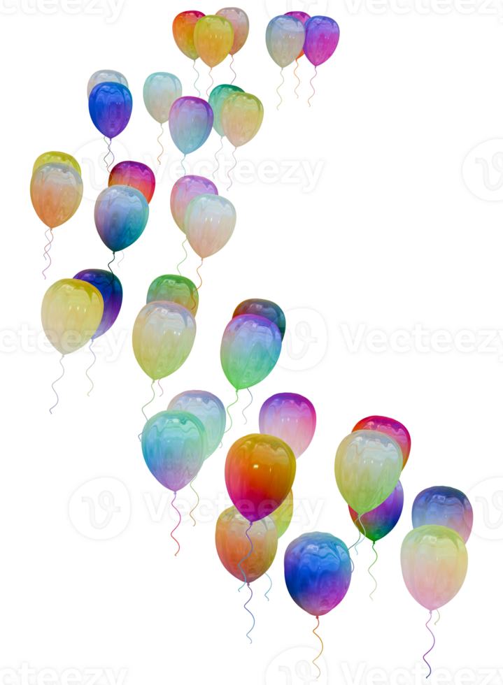 3D balloons colorful glass flying png