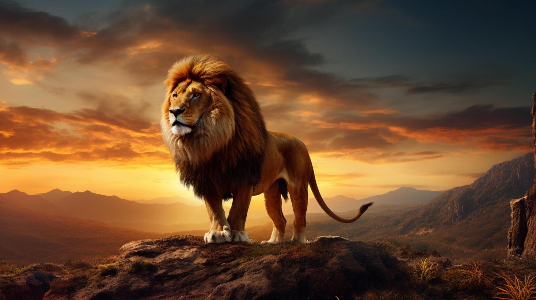 AI generated lion high quality image photo