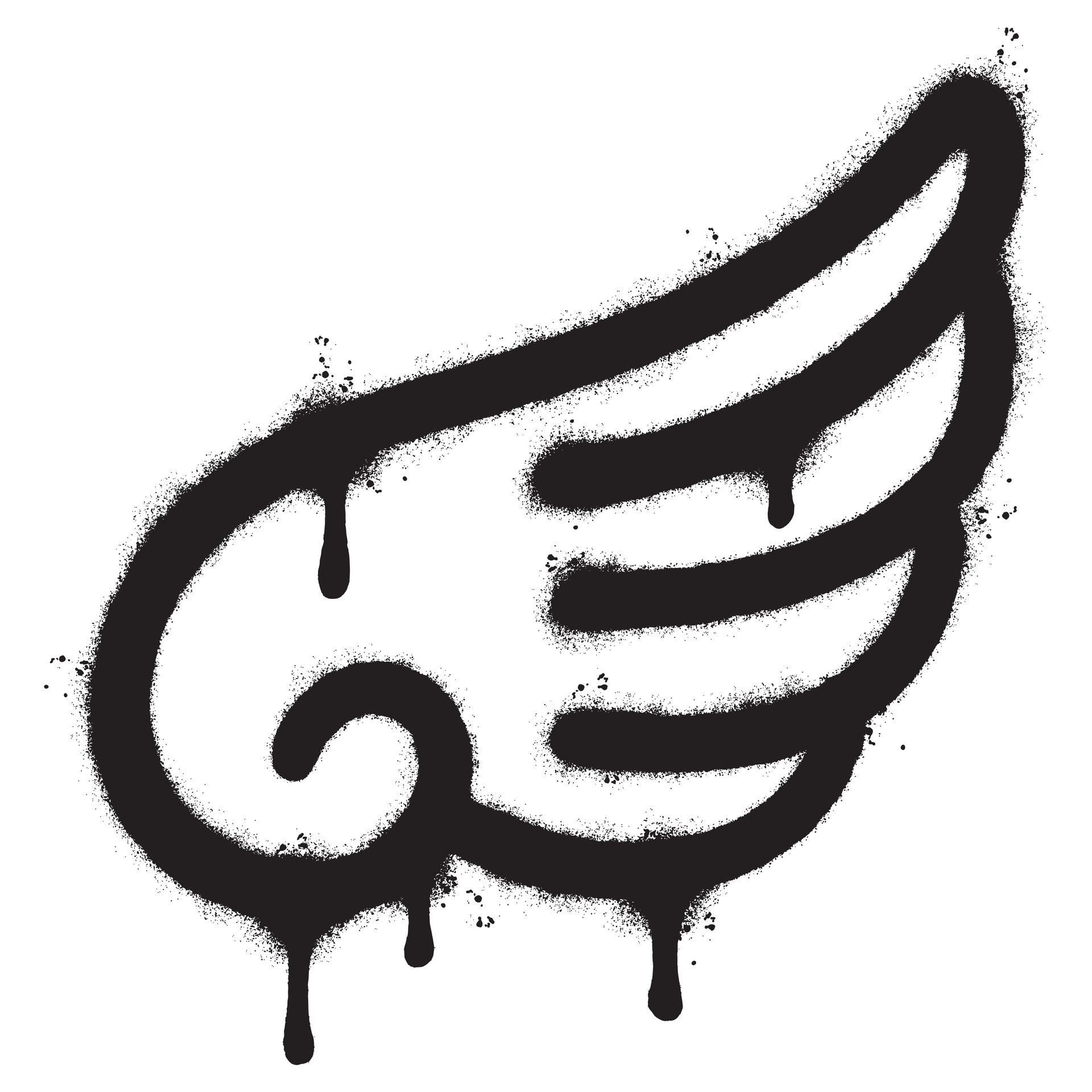 Spray Painted Graffiti wings Sprayed isolated with a white background