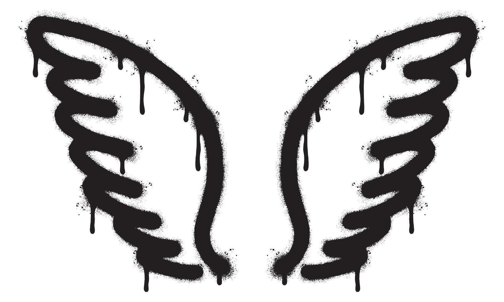 Spray Painted Graffiti wings Sprayed isolated with a white background. graffiti wings with over spray in black over white. Vector illustration