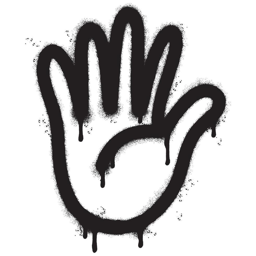 Spray Painted Graffiti Stop Hand icon Sprayed isolated with a white background. vector