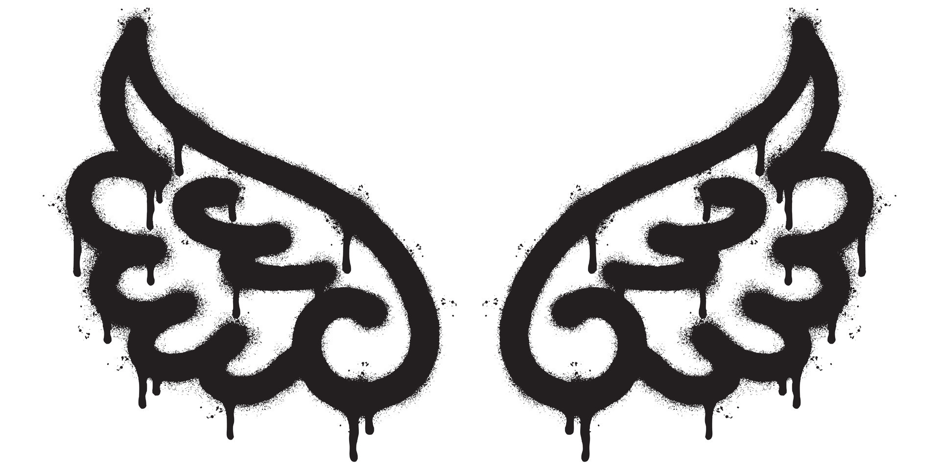 Spray Painted Graffiti wings Sprayed isolated with a white background