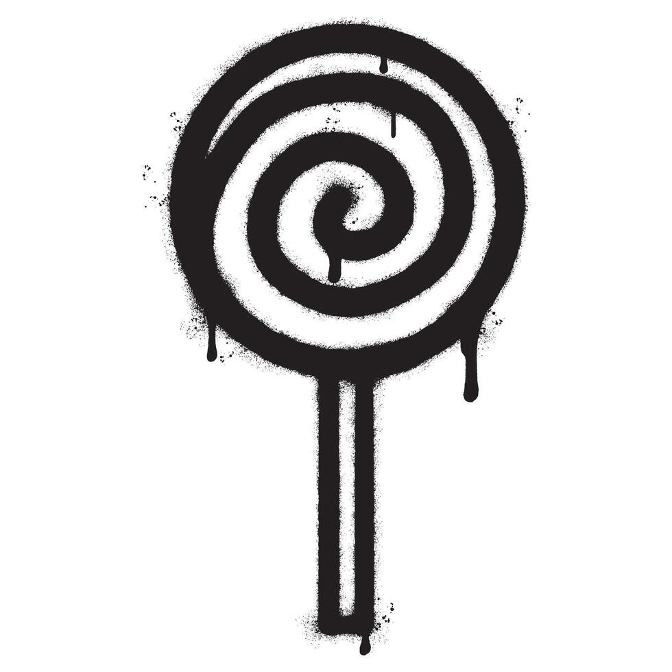 Spray Painted Graffiti Candy lollipop icon Sprayed isolated with a white background. graffiti Candy lollipop symbol with over spray in black over white. vector
