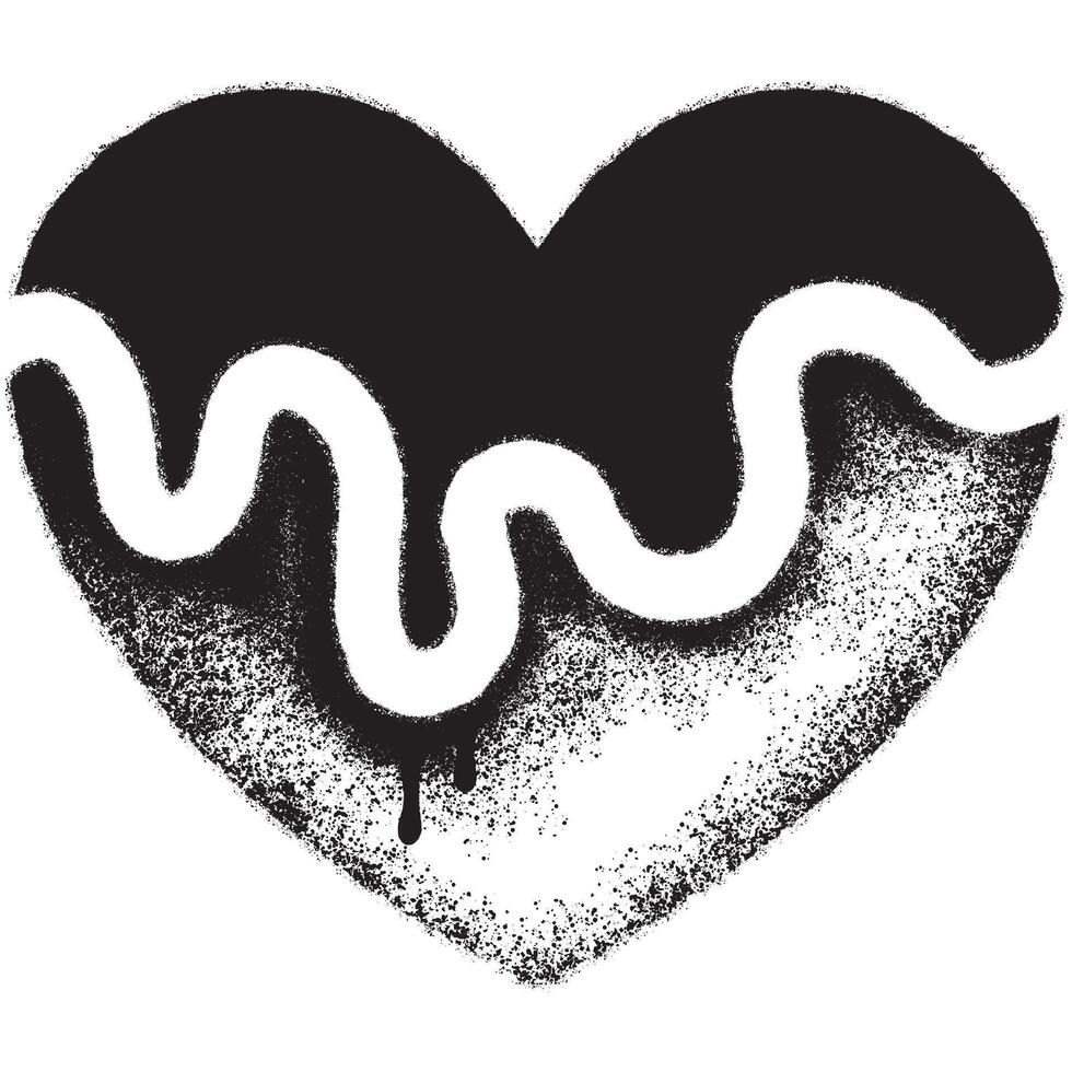 Spray Painted Graffiti heart icon isolated with a white background. graffiti love icon with over spray in black over white. vector