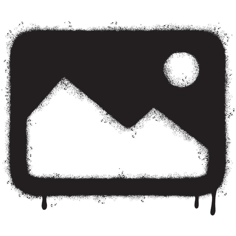 rociar pintado pintada imagen icono rociado aislado con un blanco antecedentes. pintada imagen símbolo con terminado rociar en negro terminado blanco. vector ilustración.