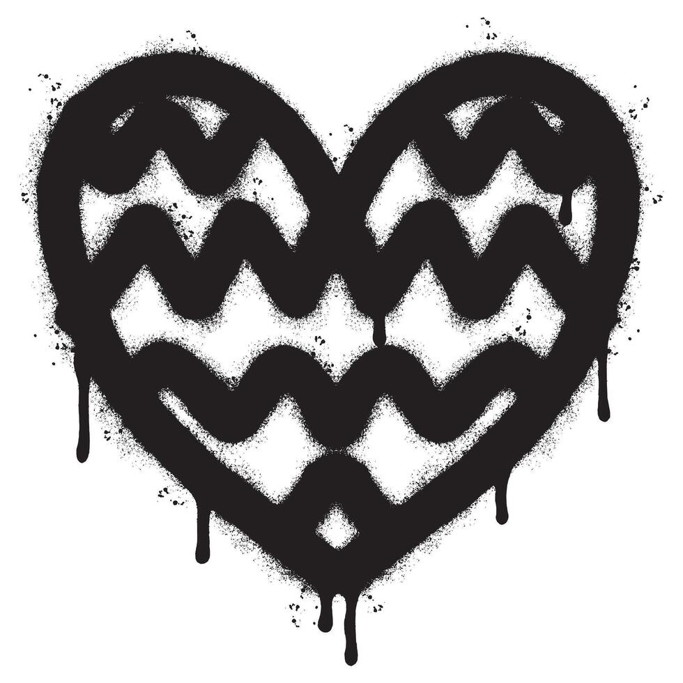 Spray Painted Graffiti heart icon isolated with a white background. graffiti love icon with over spray in black over white. vector