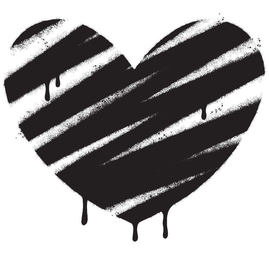 Spray Painted Graffiti heart icon isolated with a white background. graffiti love icon with over spray in black over white. vector