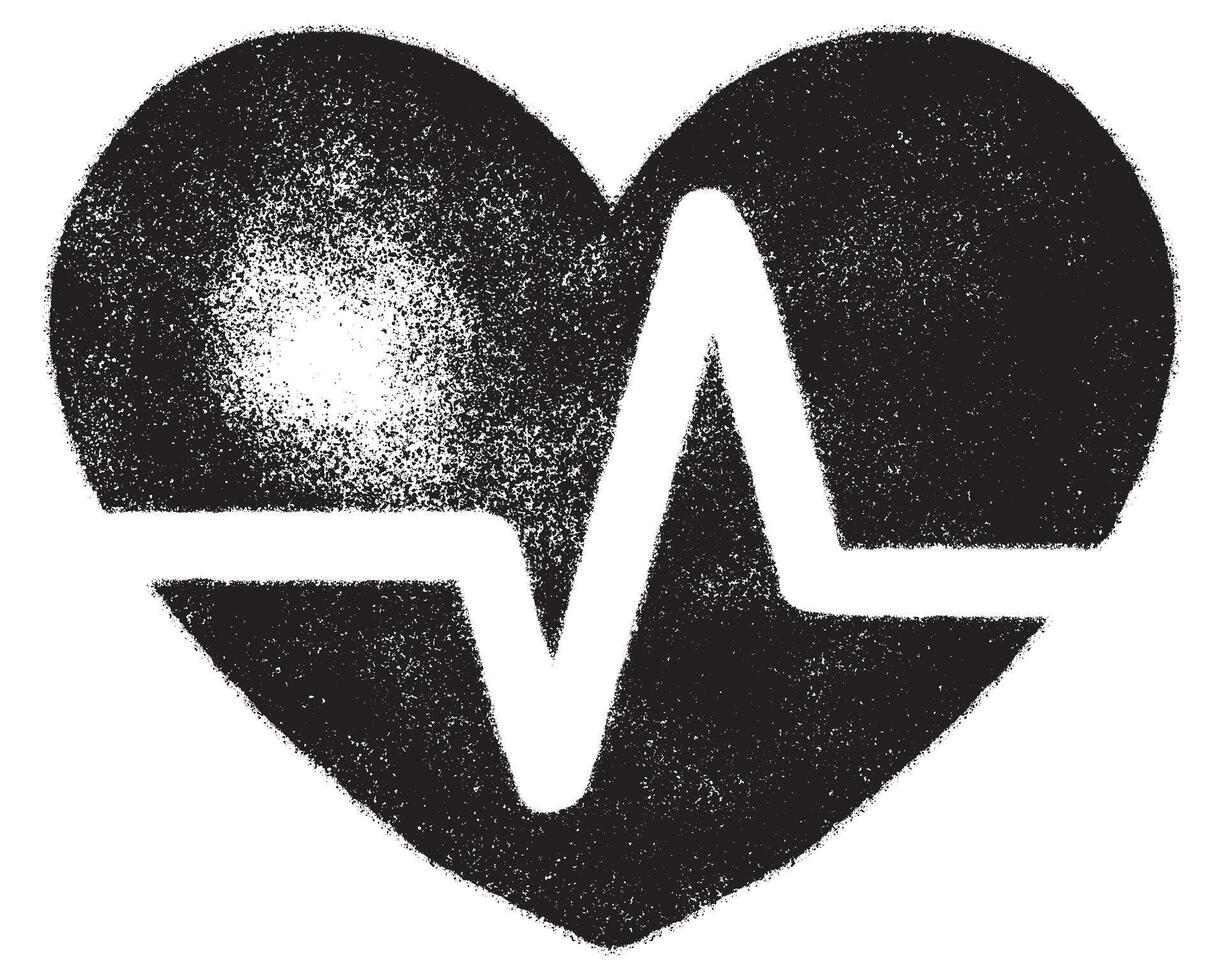 Spray Painted Graffiti heart icon isolated with a white background. graffiti love icon with over spray in black over white. vector