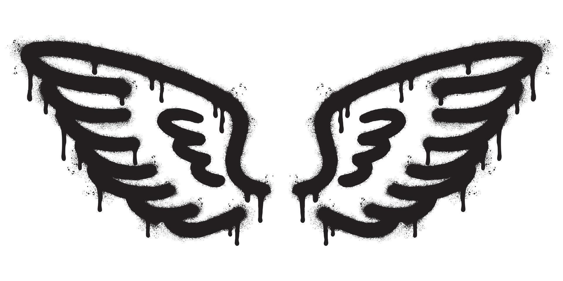 rociar pintado pintada alas rociado aislado con un blanco antecedentes. pintada alas con terminado rociar en negro terminado blanco. vector ilustración