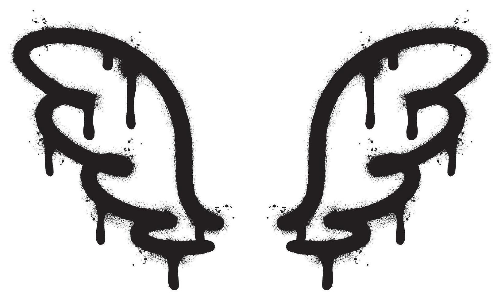 Spray Painted Graffiti wings Sprayed isolated with a white background. graffiti wings with over spray in black over white. Vector illustration