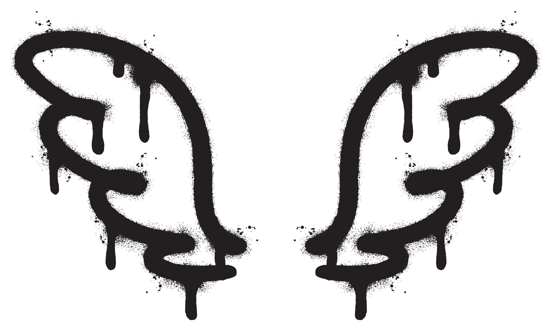 Spray Painted Graffiti wings Sprayed isolated with a white background