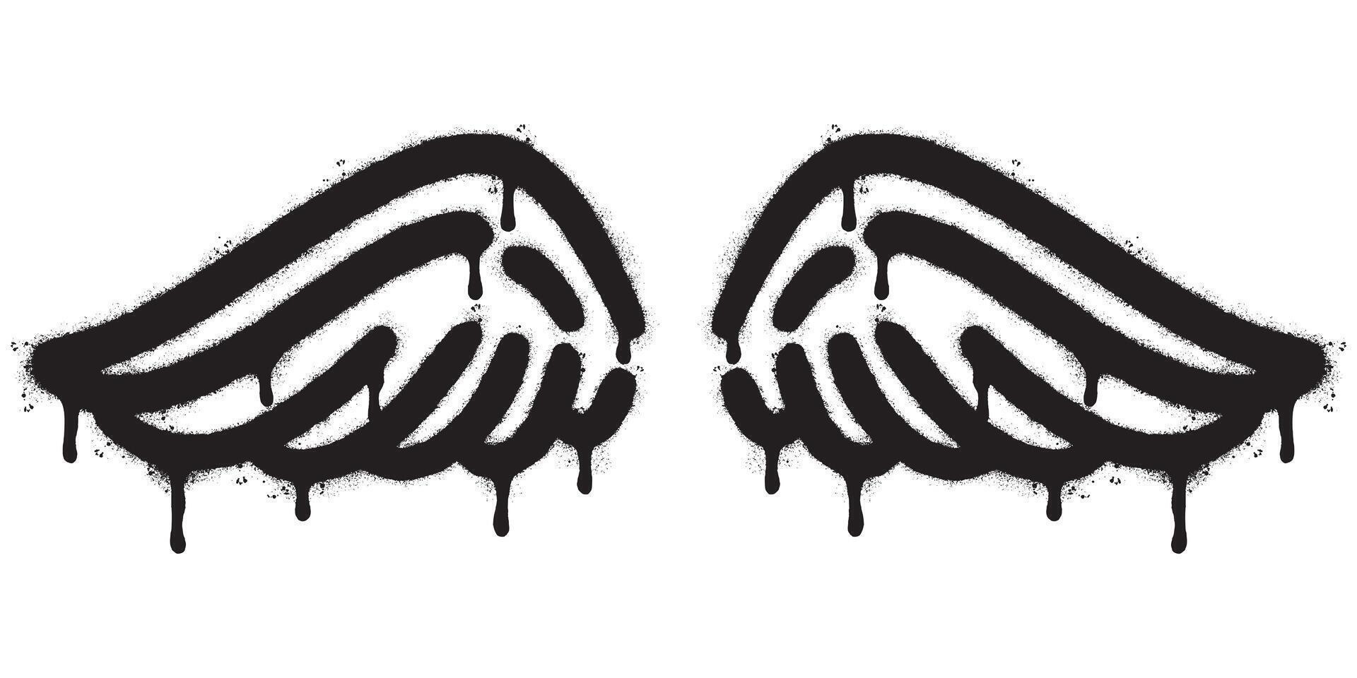 Spray Painted Graffiti wings Sprayed isolated with a white background. graffiti wings with over spray in black over white. Vector illustration