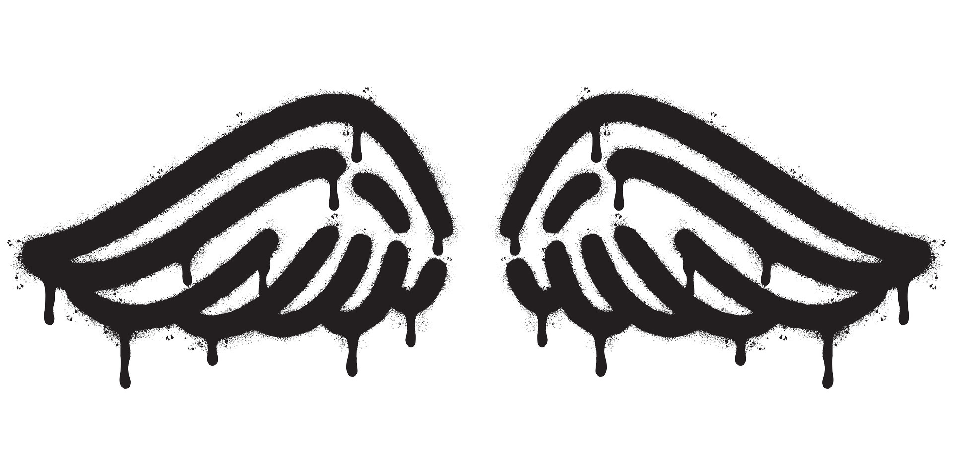 Spray Painted Graffiti wings Sprayed isolated with a white background