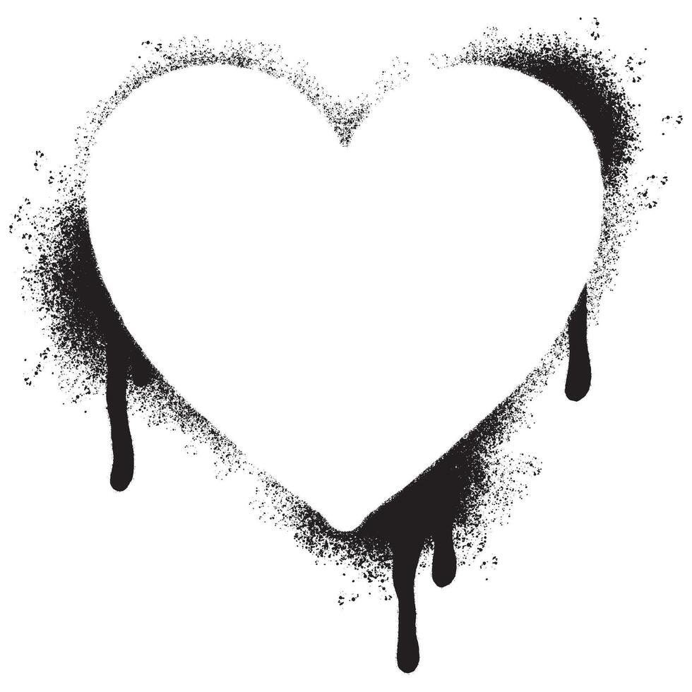 Spray Painted Graffiti heart icon isolated with a white background. graffiti love icon with over spray in black over white. vector