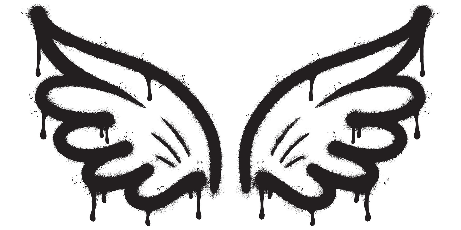 Spray Painted Graffiti wings Sprayed isolated with a white background