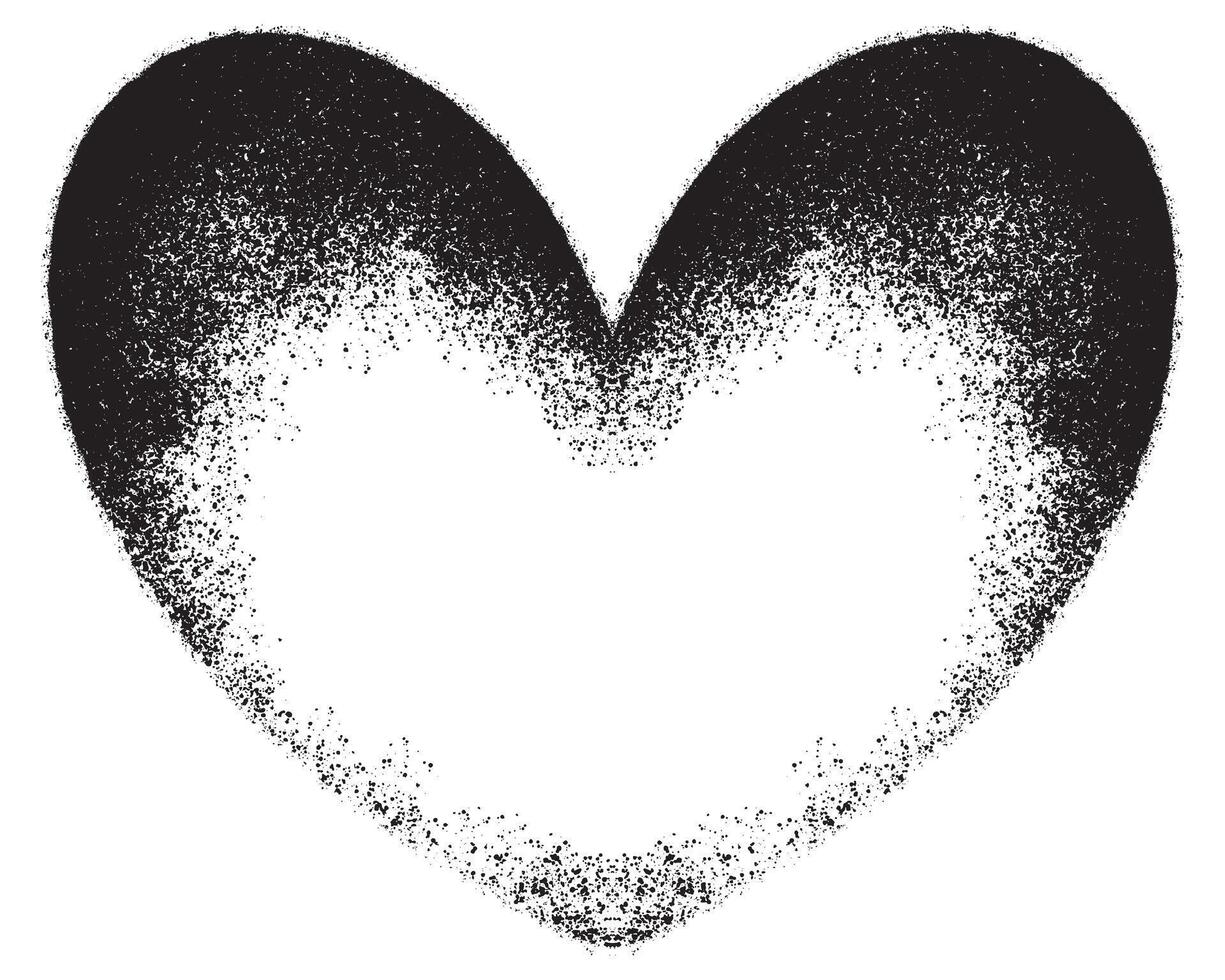 Spray Painted Graffiti heart icon isolated with a white background. graffiti love icon with over spray in black over white. vector