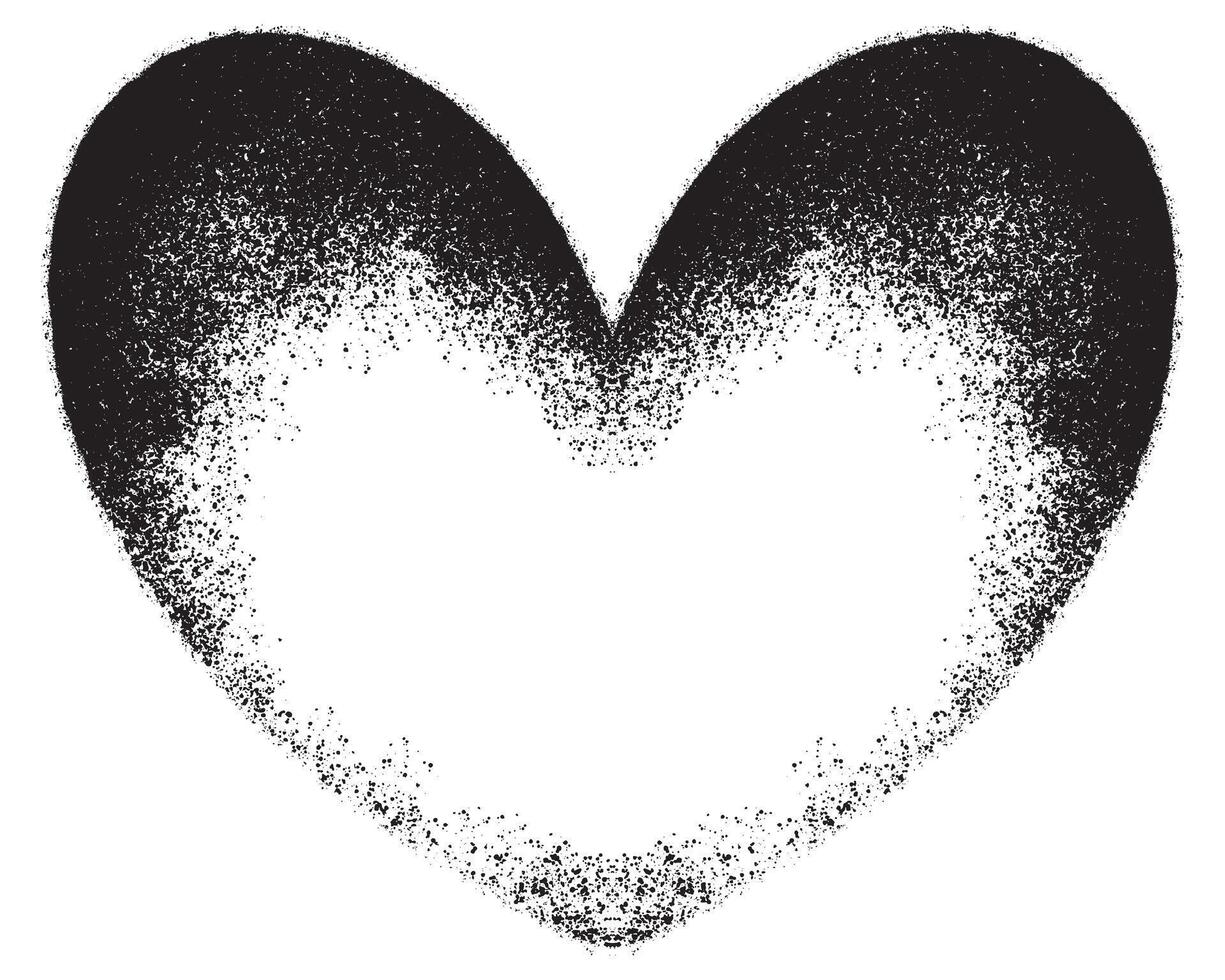 Spray Painted Graffiti heart icon isolated with a white background. graffiti love icon with over spray in black over white. vector